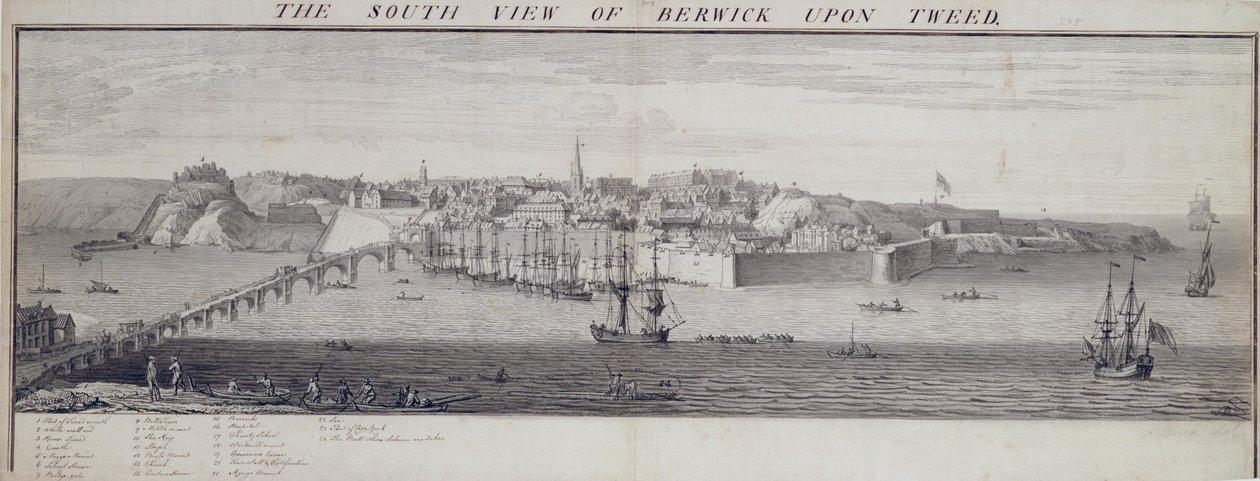Het Zuidelijke Uitzicht van Berwick Upon Tweed, c.1743-45 door Nathaniel and Samuel Buck