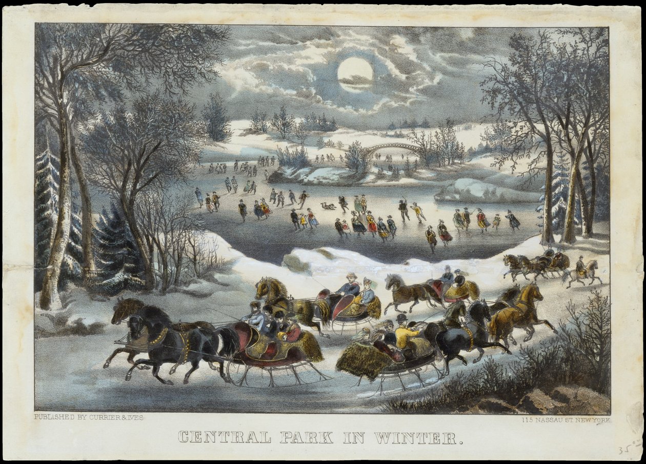 Central Park in de Winter, 1877-94 door Currier and Ives
