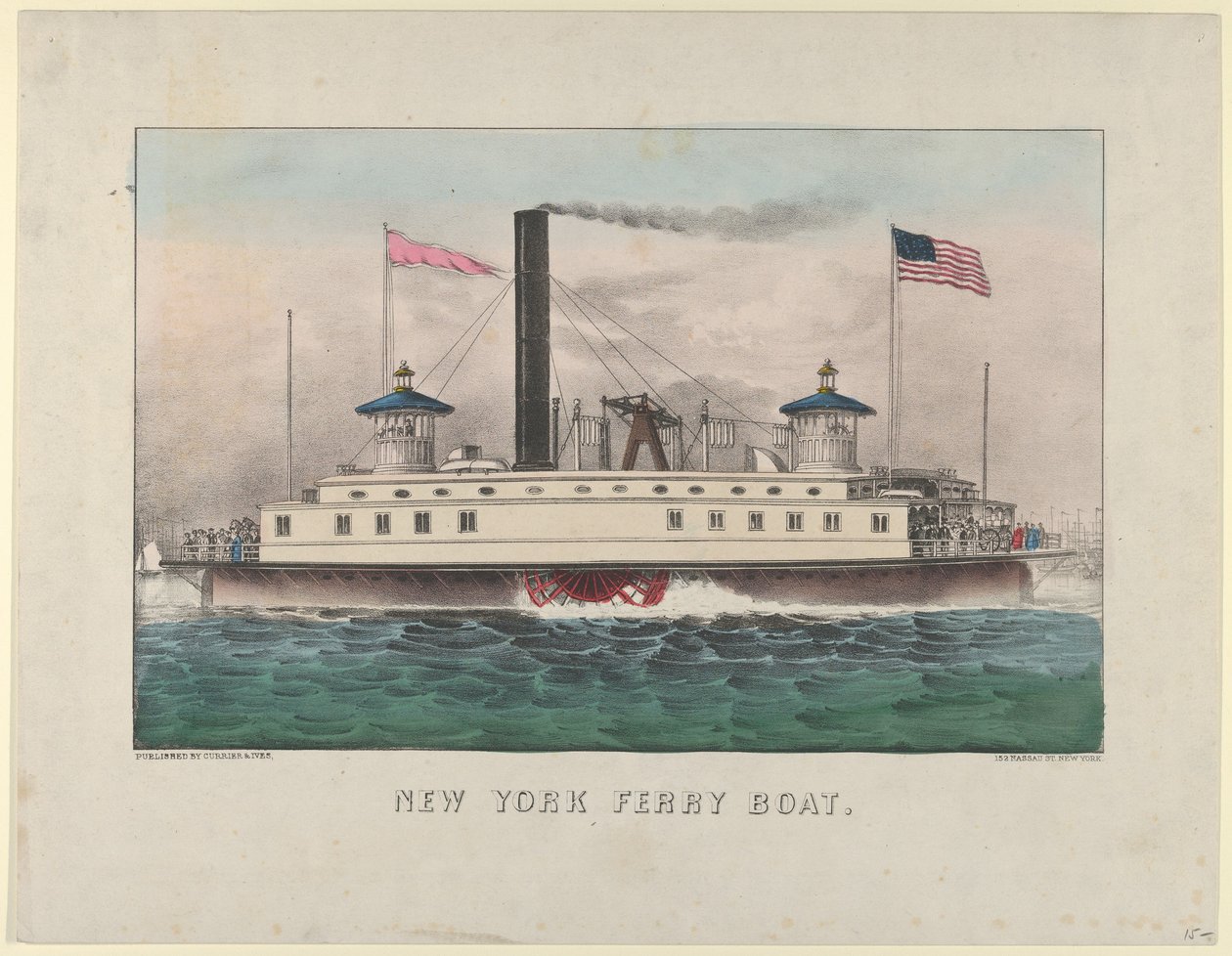 New York veerboot door Currier and Ives