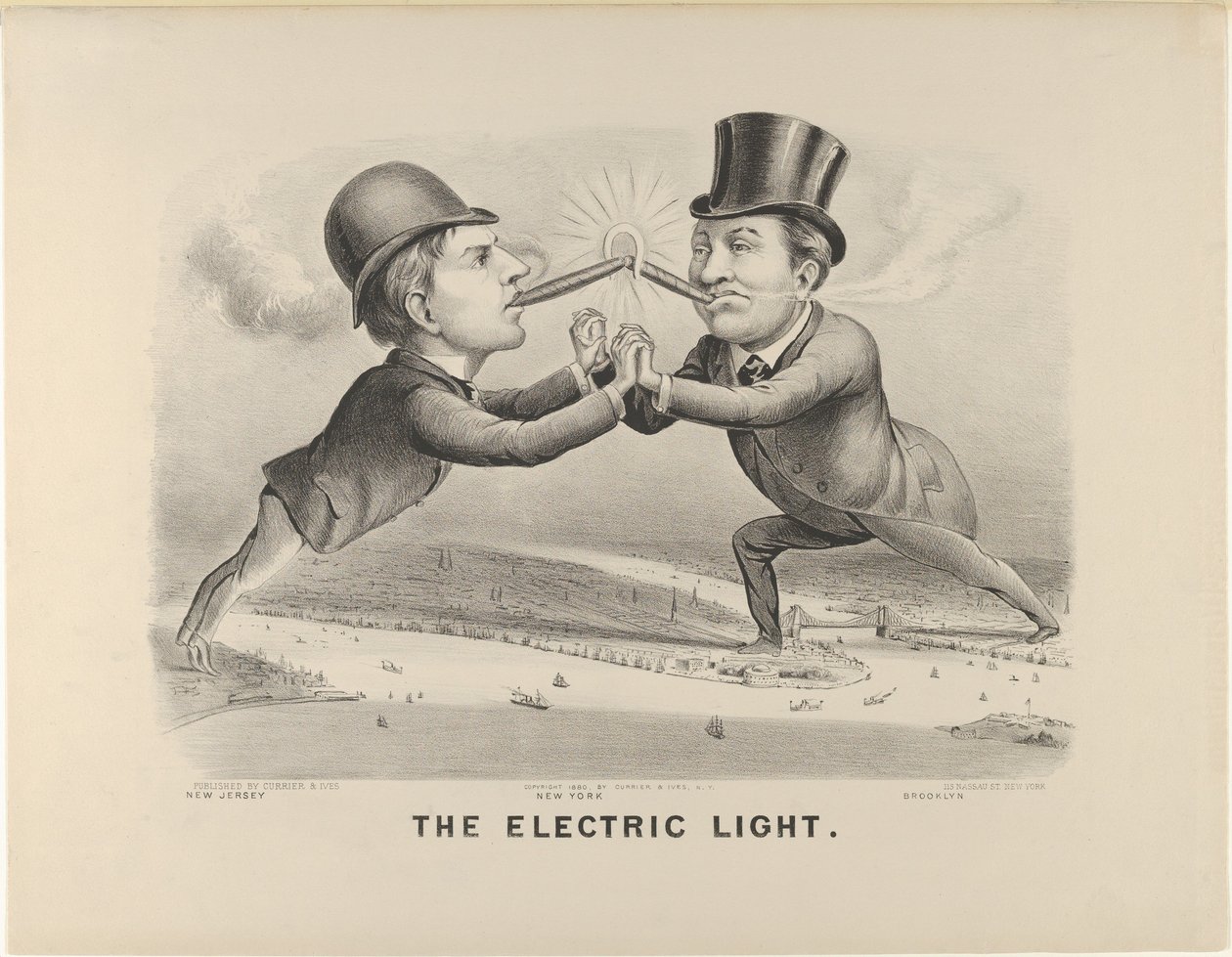 Het Elektrische Licht, 1880 door Currier and Ives