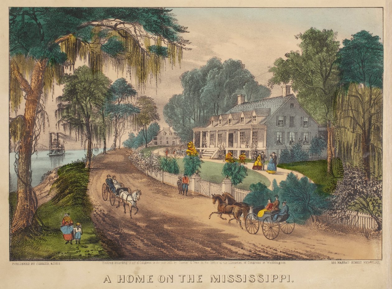 Een huis aan de Mississippi door Nathaniel Currier