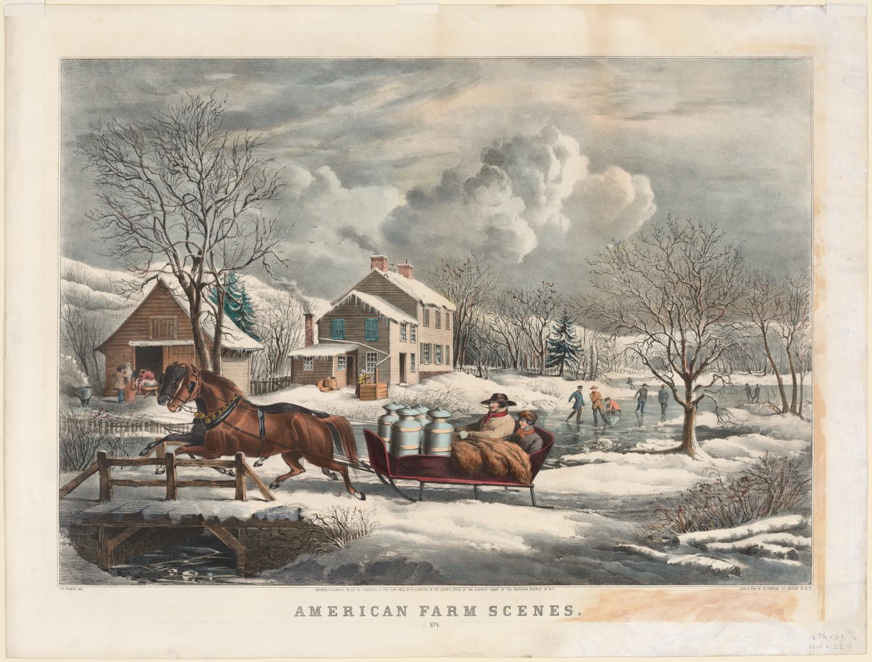 Amerikaanse boerenscènes, Winter, 1853 door Nathaniel Currier