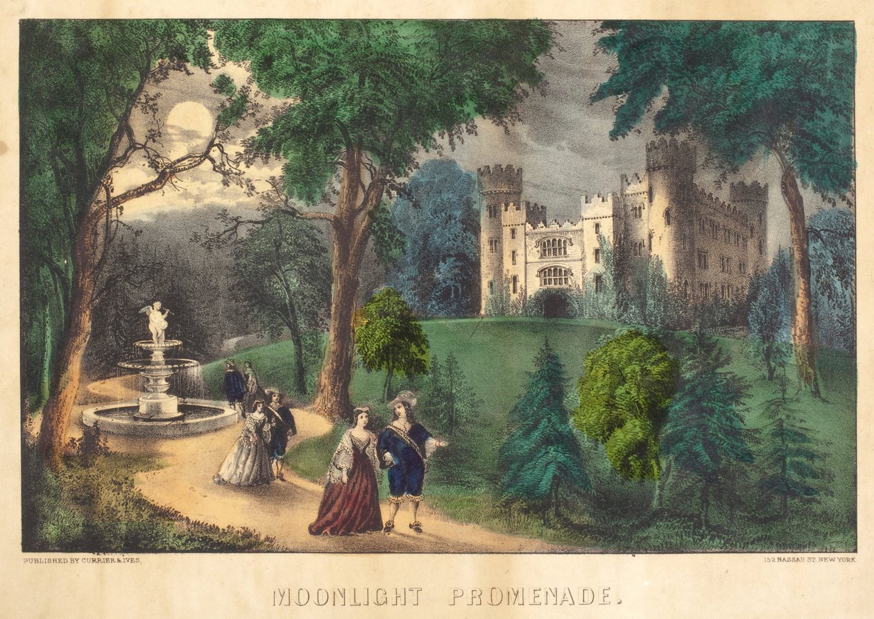 Wandeling bij maanlicht door Nathaniel Currier