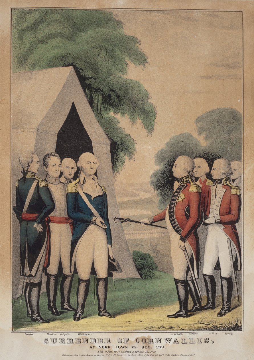 De overgave van Cornwallis: in Yorktown, Virginia, oktober 1781 door Nathaniel Currier