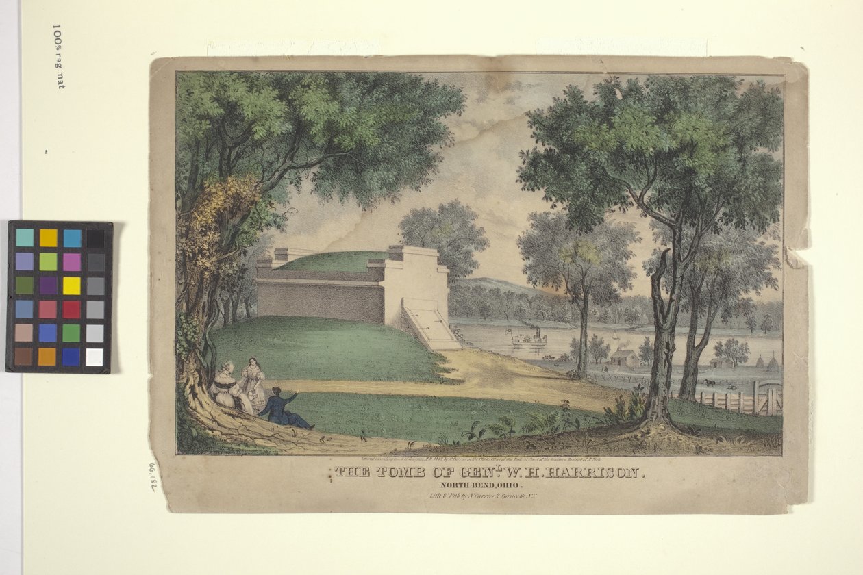 Het graf van Genl. W. H. Harrison door Nathaniel Currier