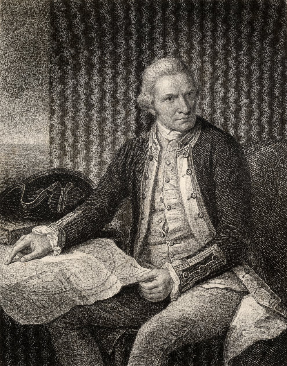 Kapitein James Cook, gegraveerd door W. Holl, uit 