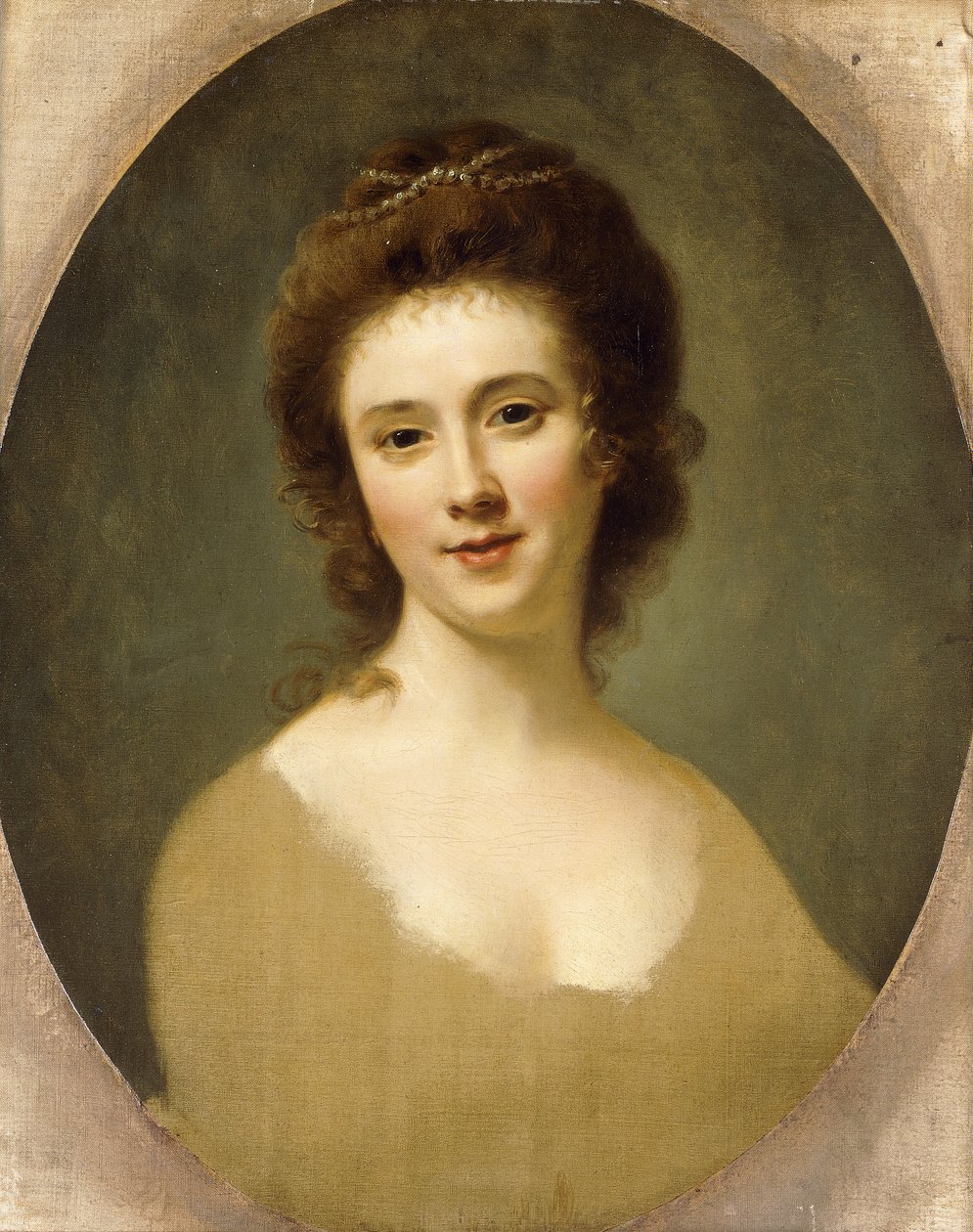 Portret van Miss Sunning, hoofd en schouders door Nathaniel Hone
