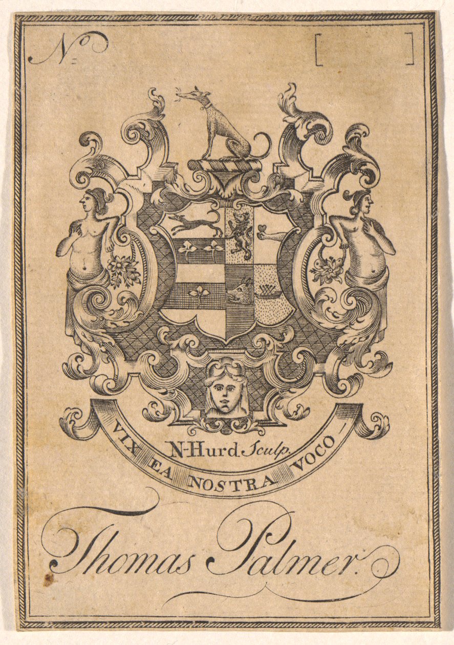 Boekplaat van Thomas Palmer door Nathaniel Hurd