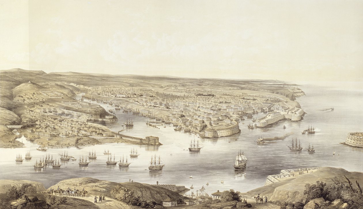 Sebastopol in al zijn glorie, 1848, gegraveerd door Day und Son, gepubliceerd 1857 door Nathaniel Whittock