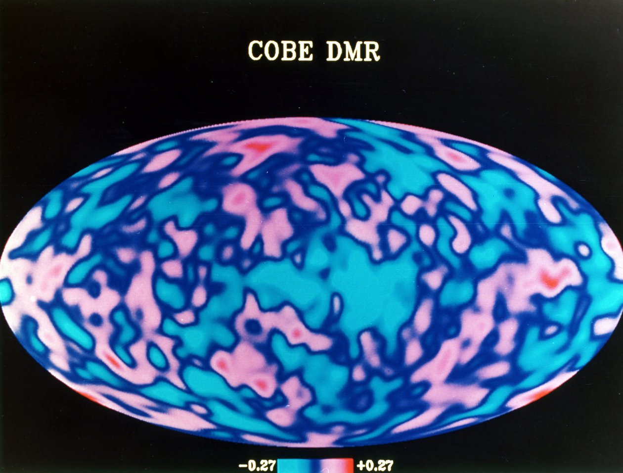 Microgolfkaart van de hele hemel geproduceerd uit een jaar gegevens van COBE (Cosmic Background Explorer). door National Aeronautics and Space Administration National Aeronautics and Space Administration