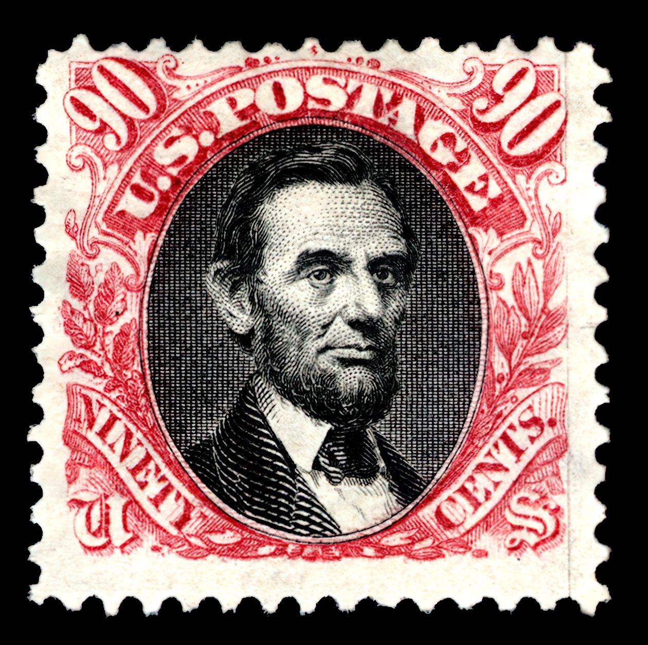 90c Abraham Lincoln heruitgave enkel, 1875 door National Bank Note Company