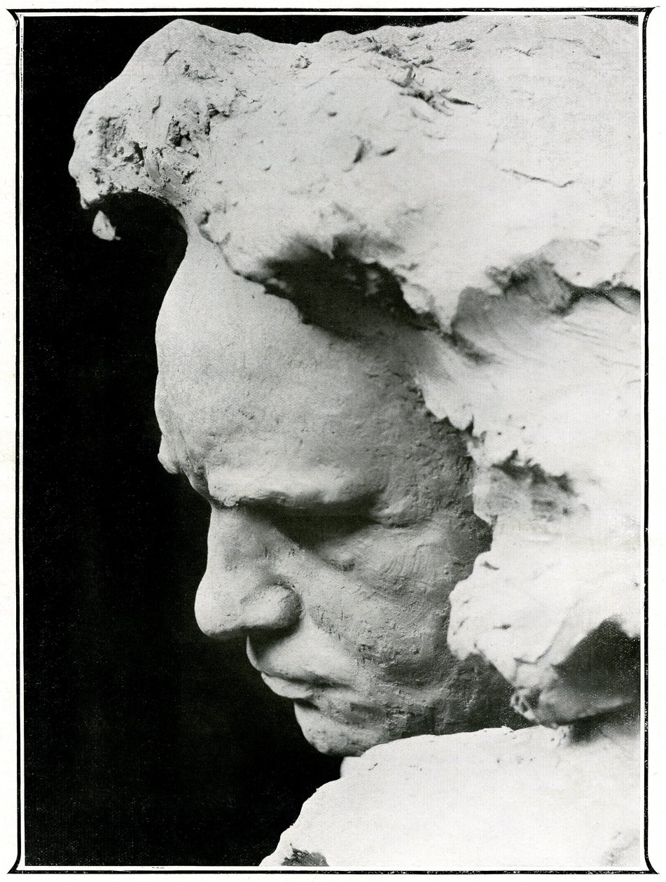 Profielgezicht van Ludwig van Beethoven (1770-1827), detail van een bronzen buste door Naum Aronson