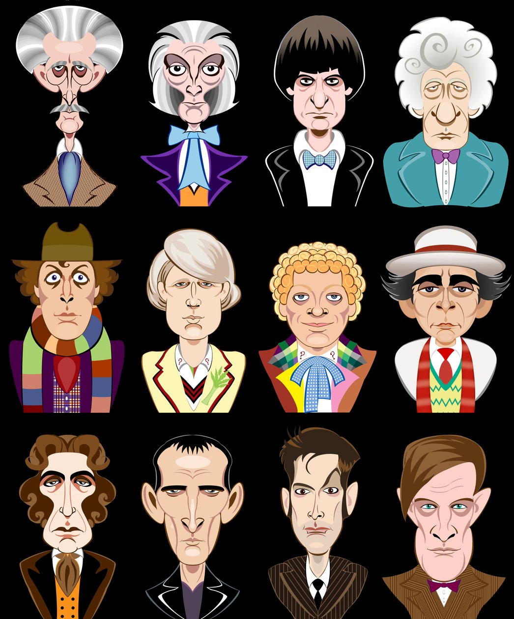 Acteurs uit de BBC-televisieserie Doctor Who (1963-2013) door Neale Osborne
