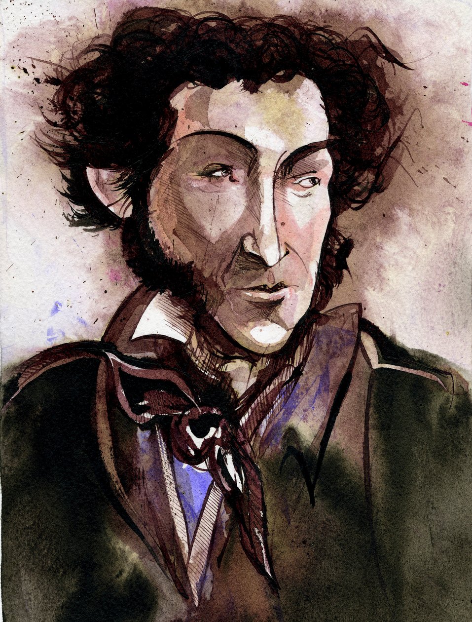 Alexander Pushkin - karikatuur van de Russische dichter en schrijver door Neale Osborne