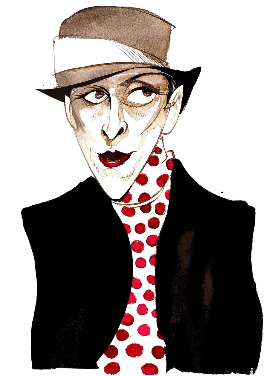 Djuna Barnes, invloedrijke modernistische Amerikaanse schrijver en kunstenaar; karikatuur door Neale Osborne