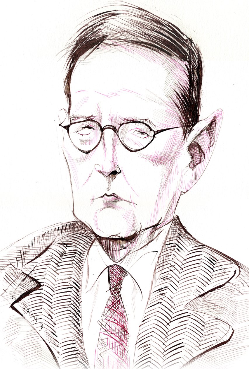 Dmitri Sjostakovitsj - karikatuur van de Russische componist door Neale Osborne