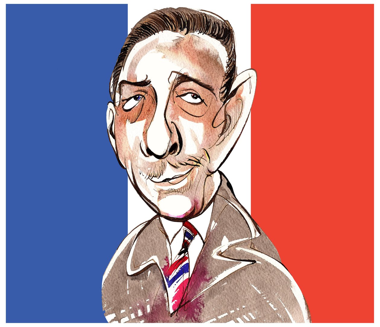Francis Poulenc - karikatuur van Franse componist, 1899-1963 door Neale Osborne