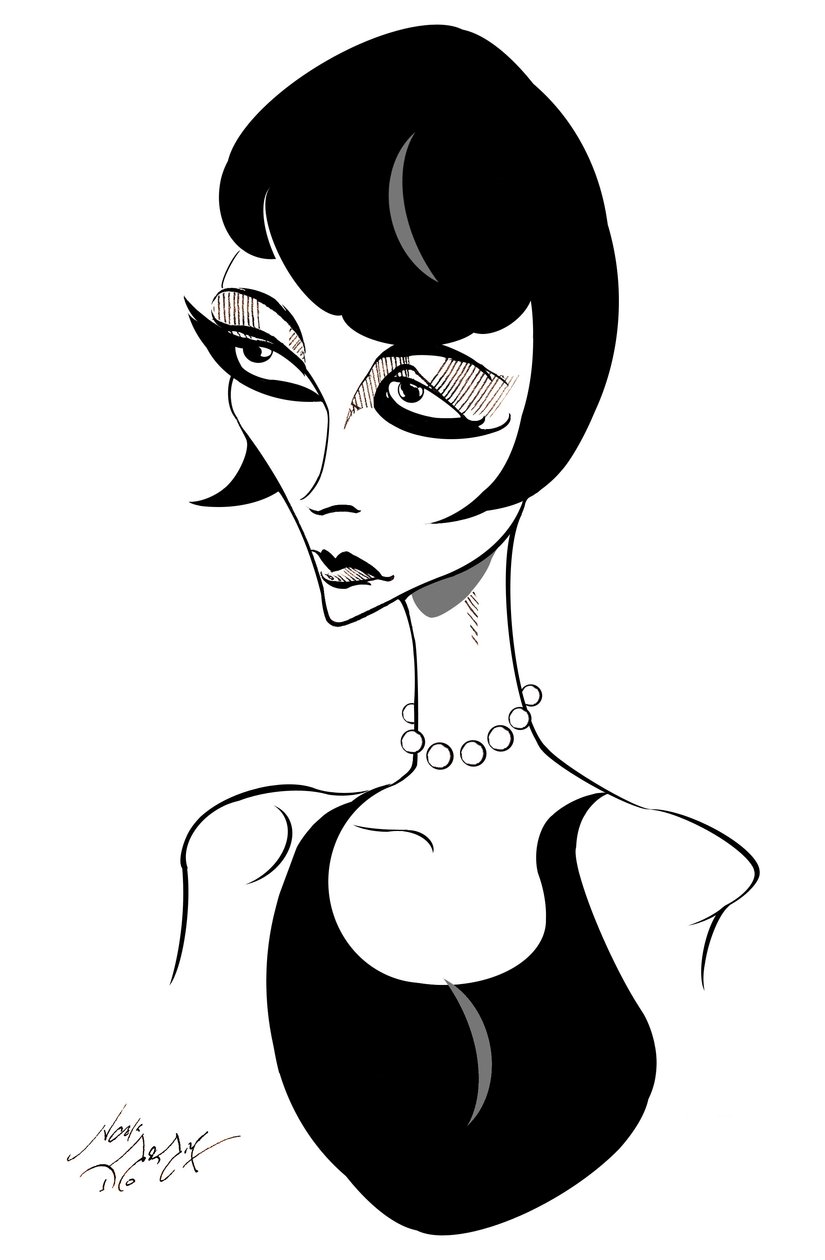 Louise Brooks - karikatuur van Amerikaanse filmactrice (1906-85) door Neale Osborne