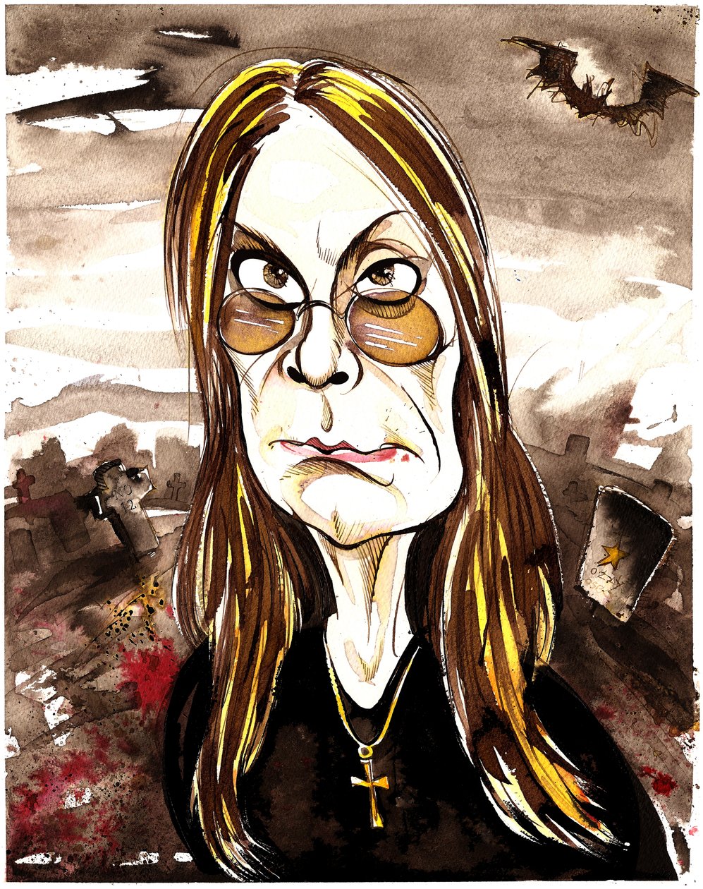 Ozzy Osbourne - kleurenkarikatuur door Neale Osborne