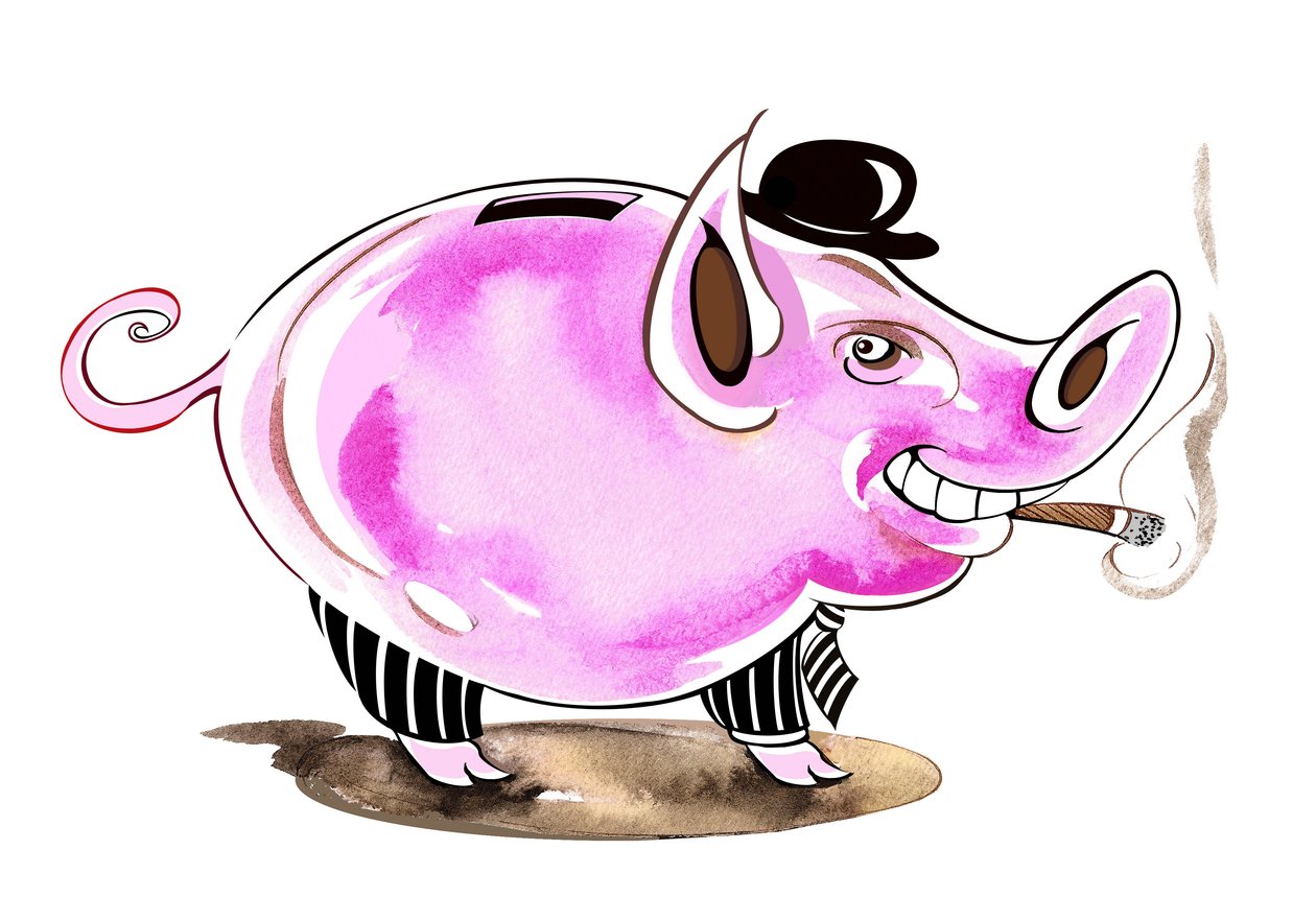 Spaarvarken - allegorische illustratie van financiële crisis door Neale Osborne
