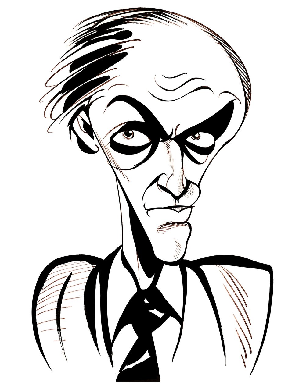 Roald Dahl - zwart-wit karikatuur door Neale Osborne