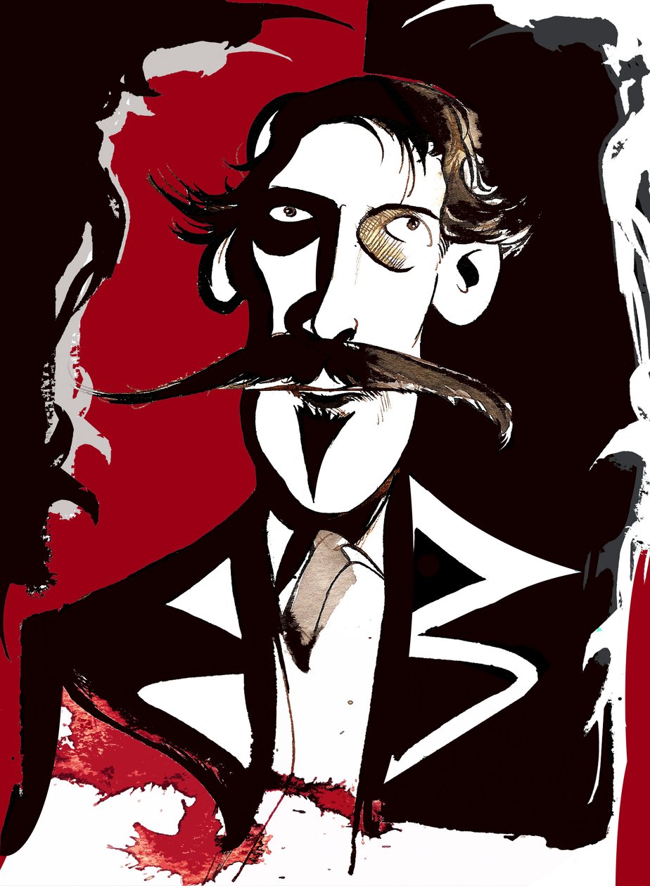 Robert Louis Stevenson - kleurenkarikatuur door Neale Osborne