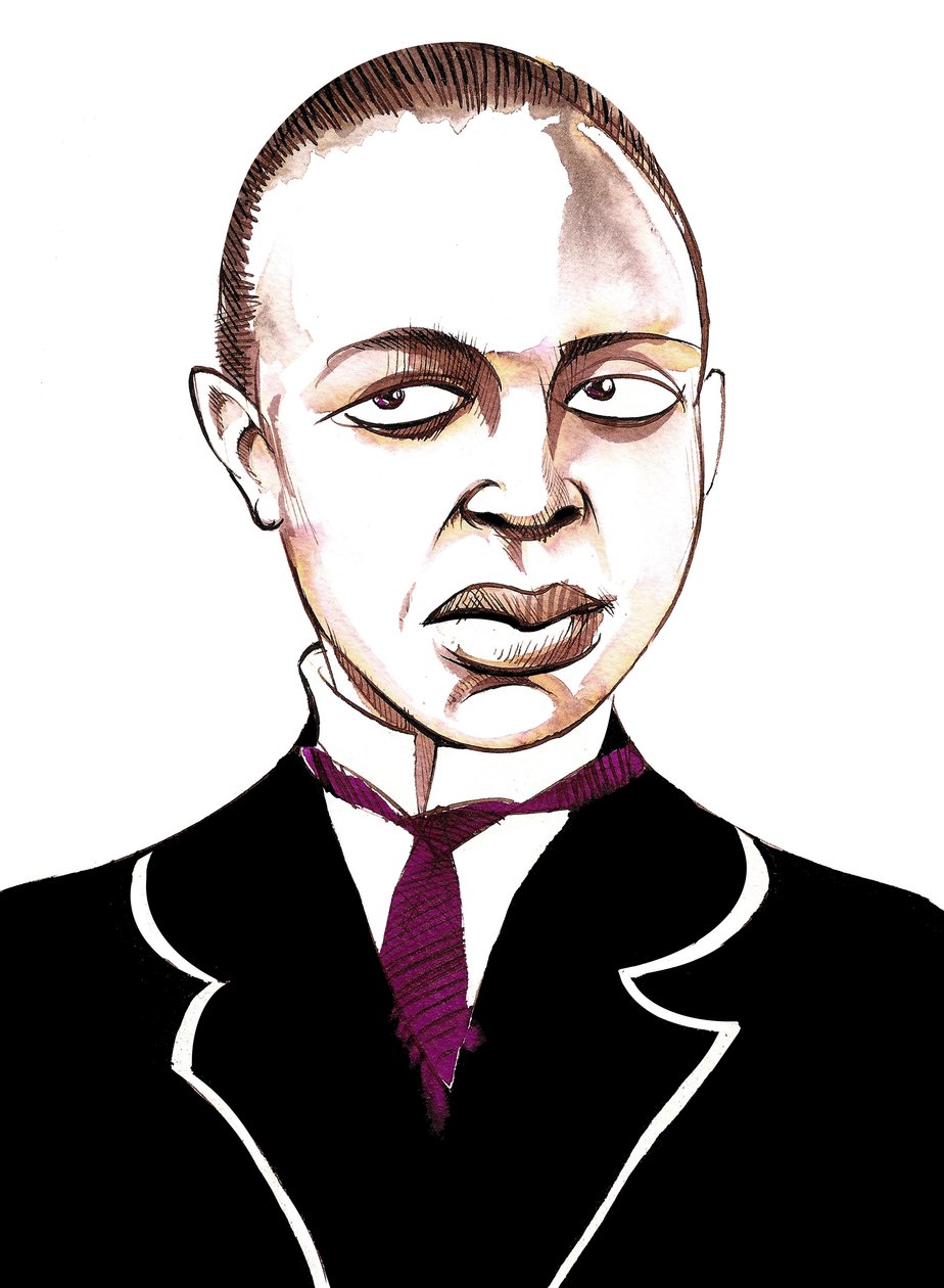 Scott Joplin, Amerikaanse componist, pianist en schrijver van ragtime muziek, (1868 - 1917) karikatuur door Neale Osborne
