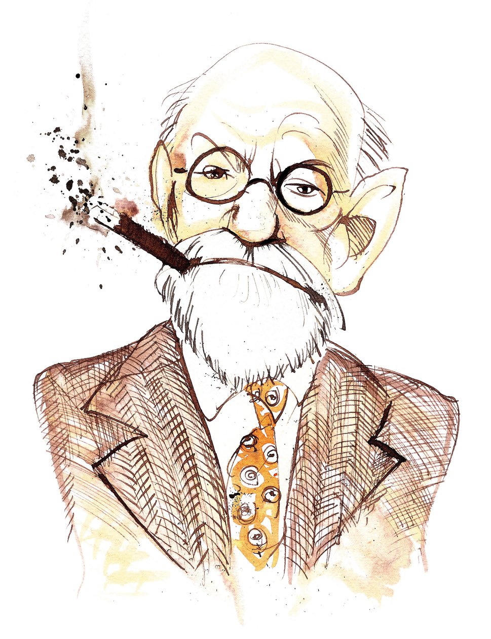 Sigmund Freud (Oostenrijkse neuroloog en psychotherapeut van Tsjechische afkomst, 1856-1939); karikatuur door Neale Osborne