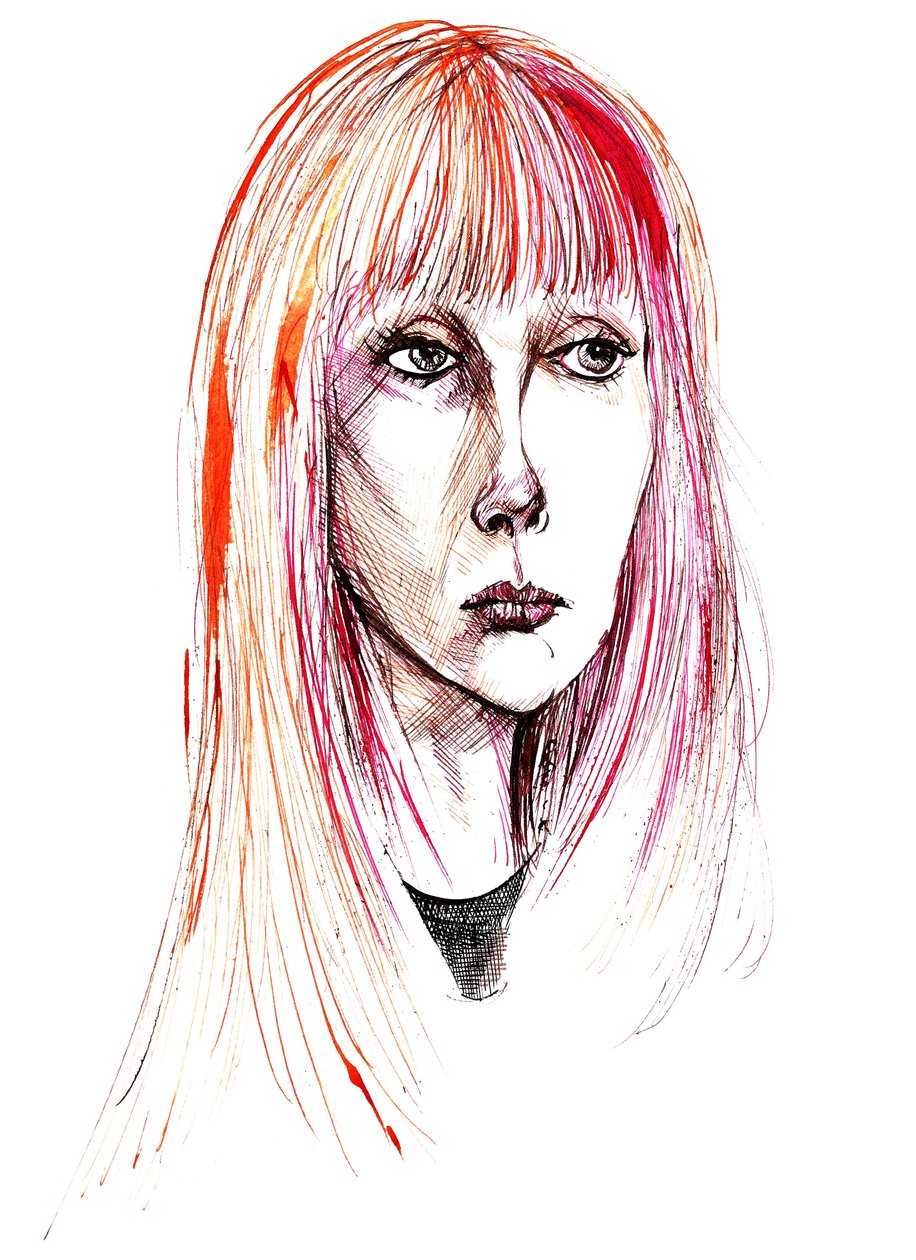 Sylvie Guillem - kleuren inktportret door Neale Osborne