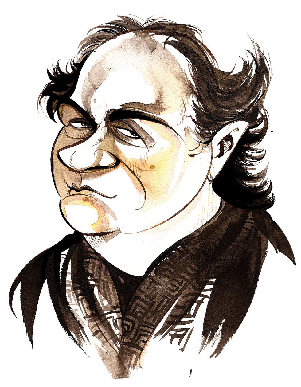 Wolfgang Rihm - kleurenkarikatuur door Neale Osborne