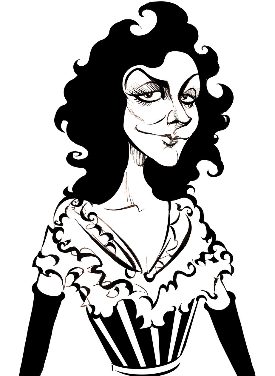 Yvette Guilbert, Franse actrice en cabaretzangeres, (1867 - 1944) karikatuur door Neale Osborne