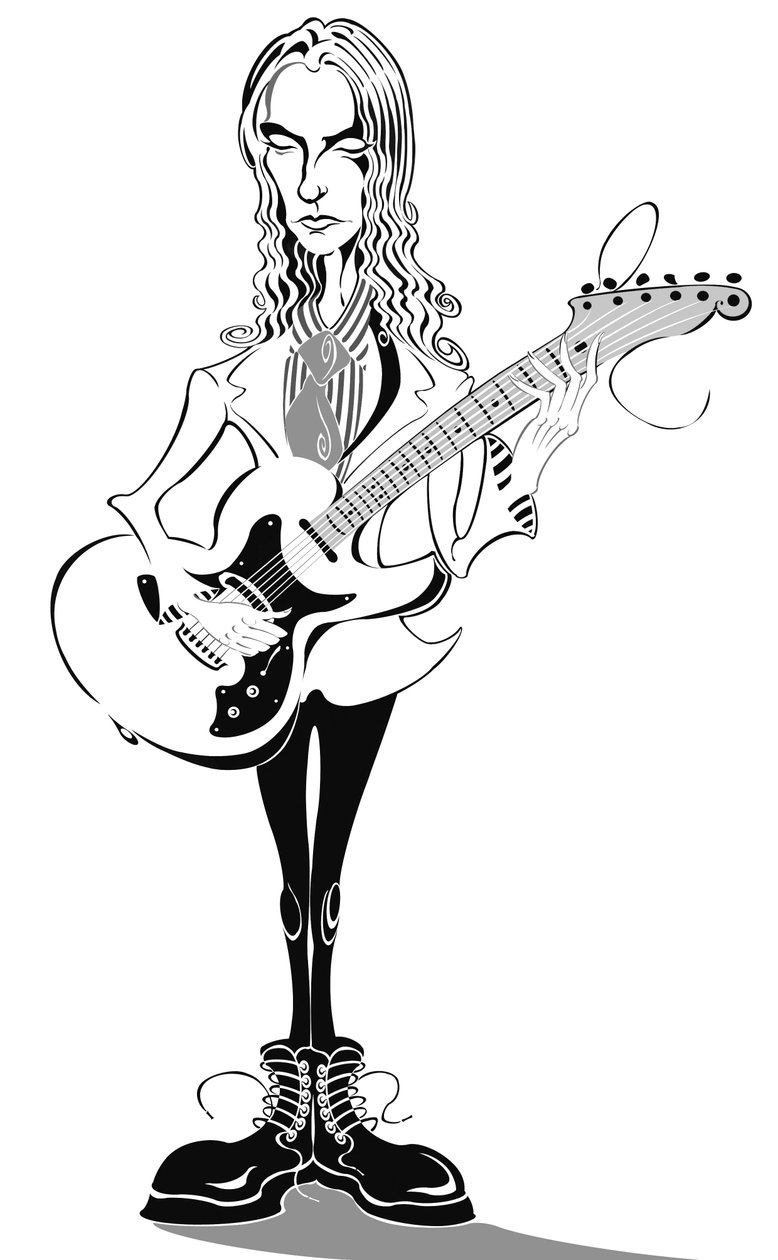 Aimee Mann - karikatuur - Amerikaanse singer-songwriter en bassiste, geboren 1960 door Neale Osborne