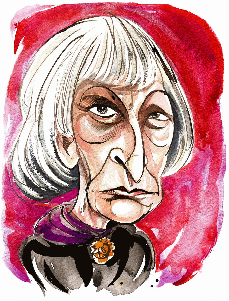 Elisabeth Lutyens - kleurenkarikatuur door Neale Osborne