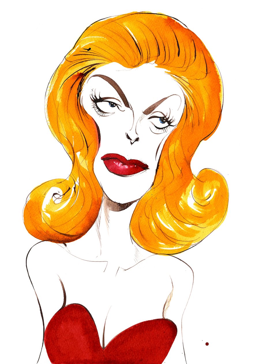 Julie London Amerikaanse zangeres en actrice (1926-2000); kleurenkarikatuur door Neale Osborne