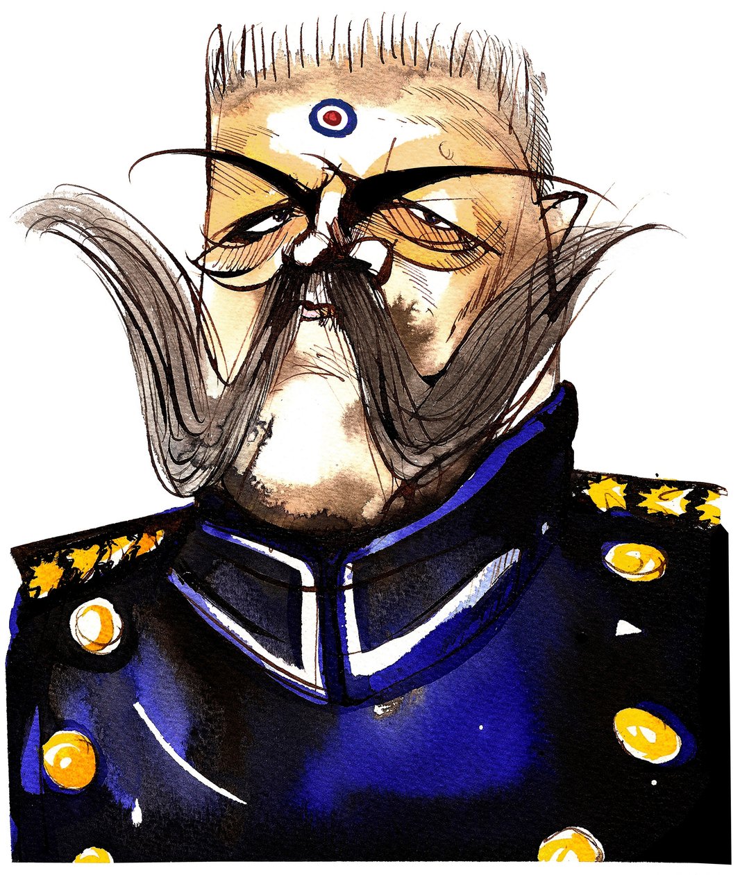 Paul von Hindenburg - Pools-geboren, Duitse generaal en president (1847-1934); kleurenkarikatuur door Neale Osborne