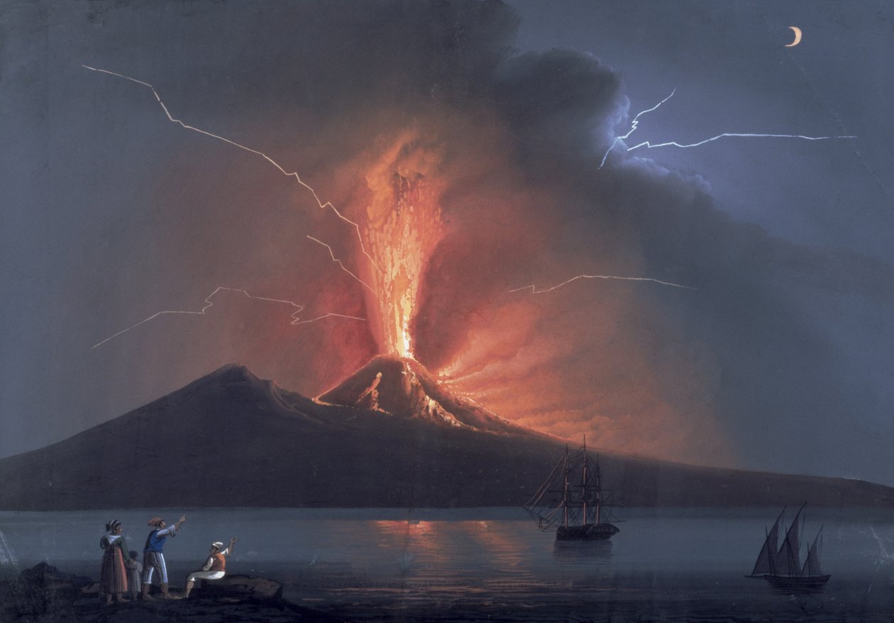 Napels: Vesuvius uitbarstend, 22 oktober 1822 door Neapolitan School