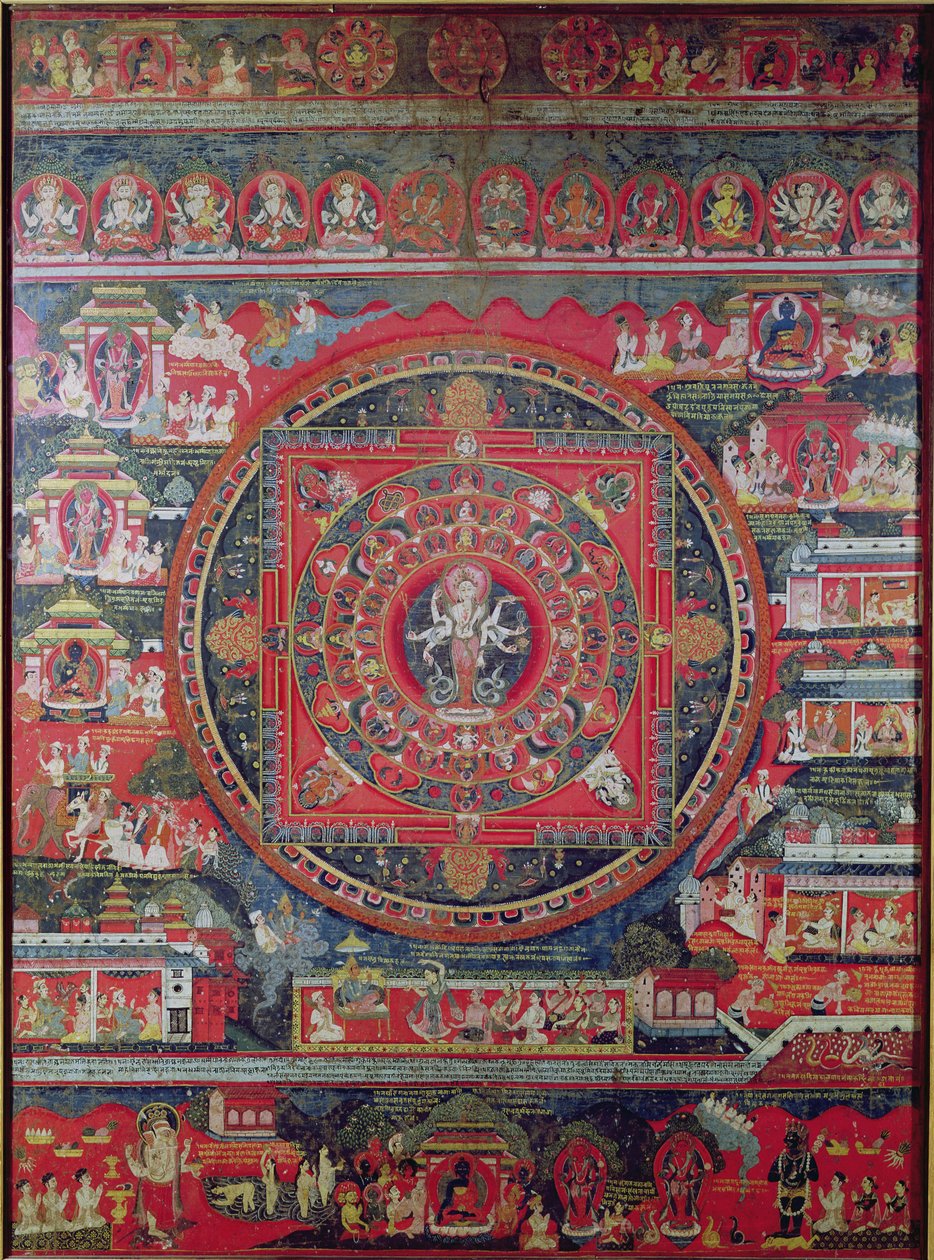 Mandala van Amoghapasa door Nepalese School