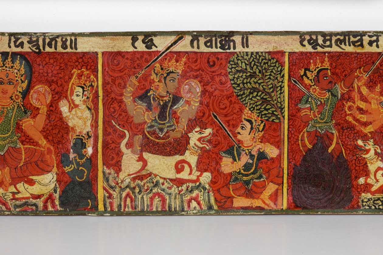 Detail van een Devimahatmya-manuscriptomslag door Nepalese School