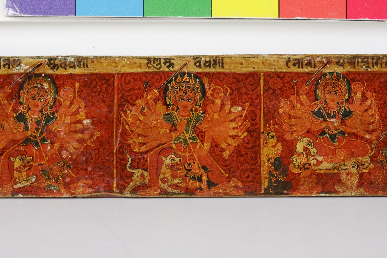 Detail van een Devimahatmya-manuscriptomslag door Nepalese School
