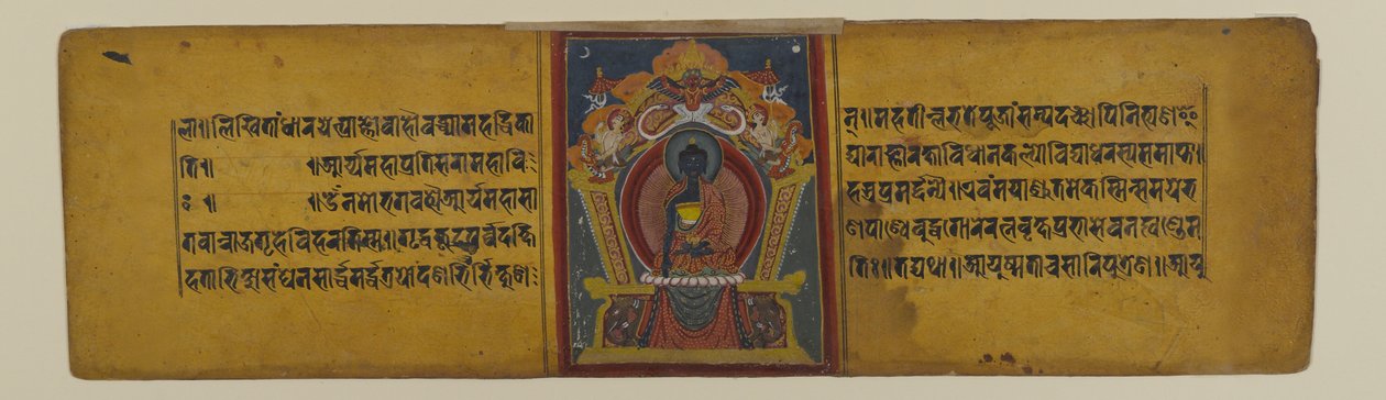 Pagina uit een boeddhistisch manuscript met een illustratie van Akshobhya, 16e-17e eeuw door Nepalese School