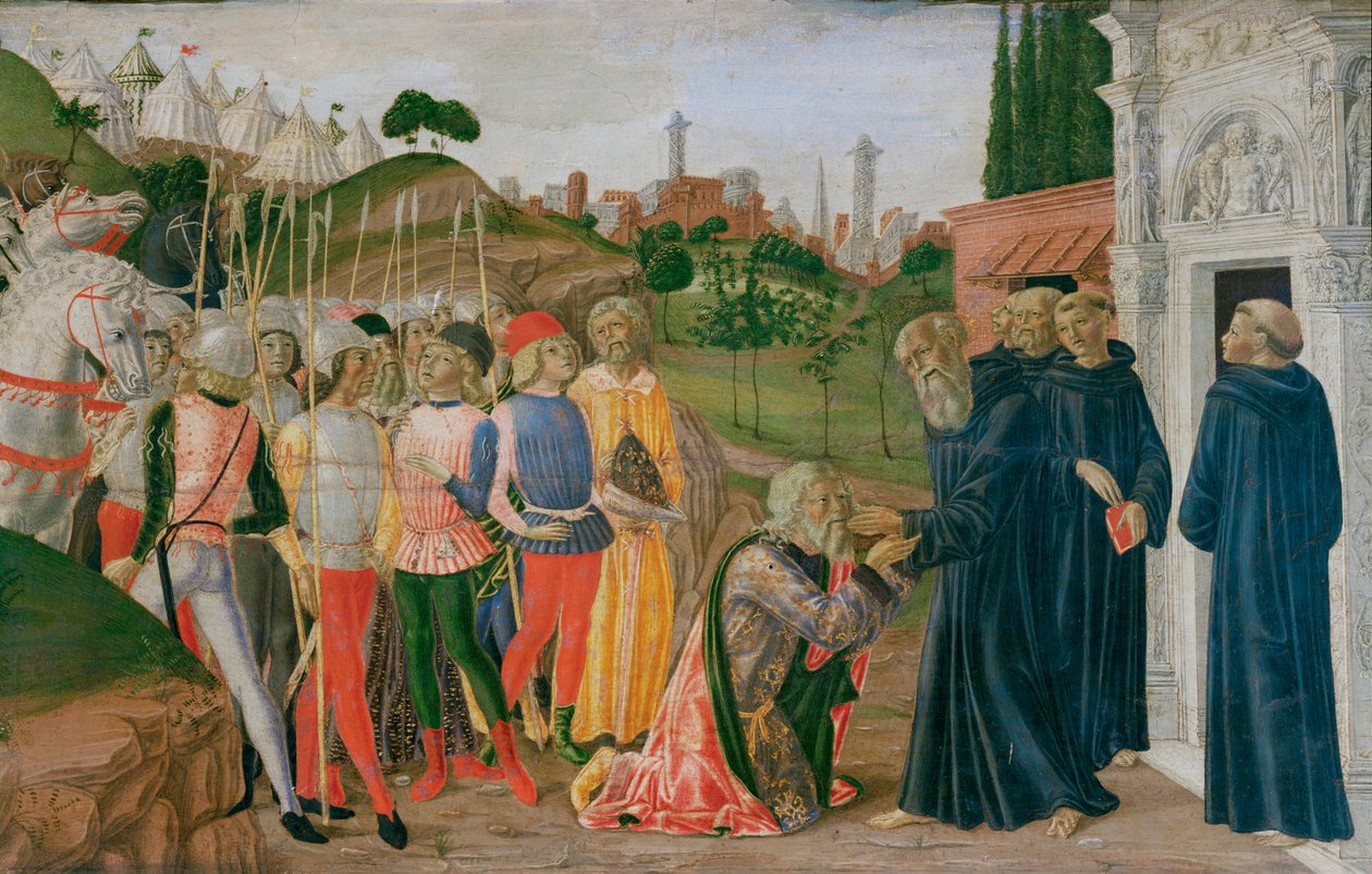 Scène uit het leven van Sint Bernardinus (tempera op hout) door Neroccio di (1447-1500) Landi