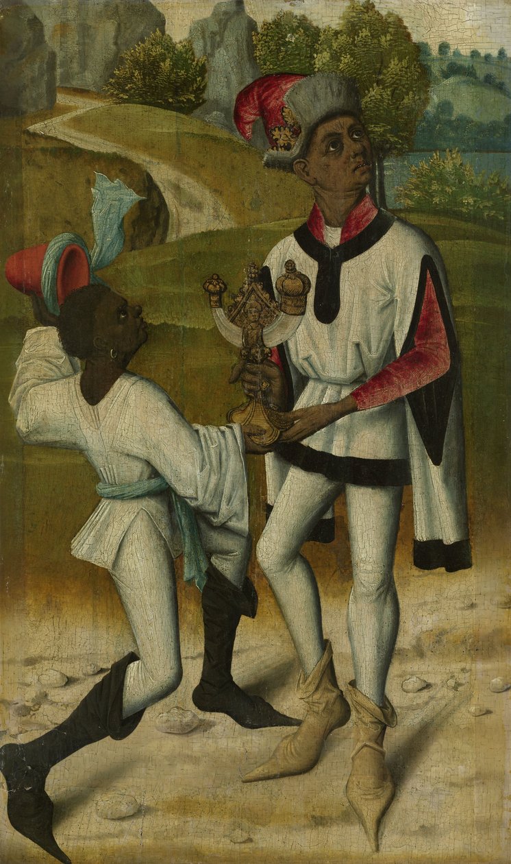 Balthazar, een van de drie wijzen, met een dienaar, c.1480-90 door Netherlandish School