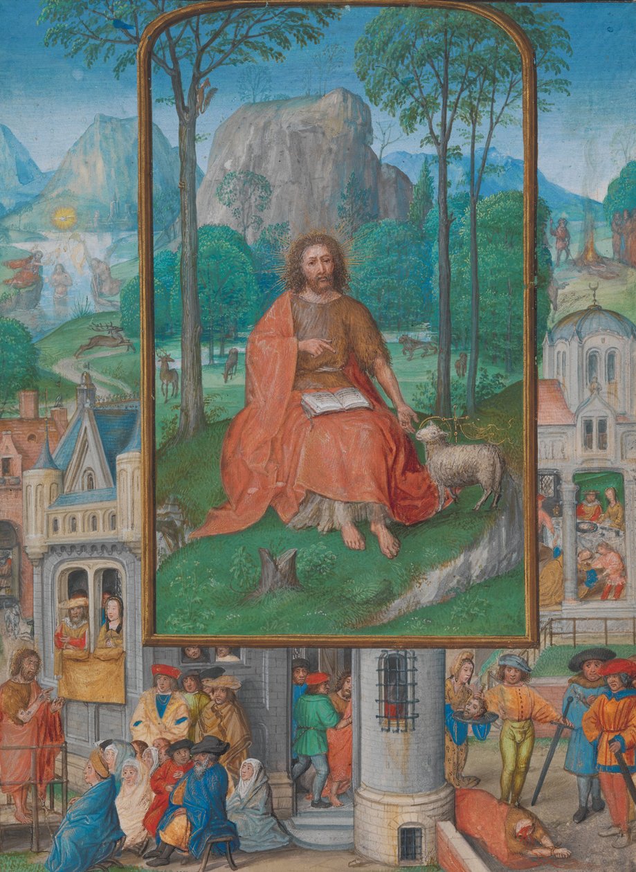 Manuscriptverlichting met scènes uit het leven van Sint Jan de Doper, ca. 1515 door Netherlandish School