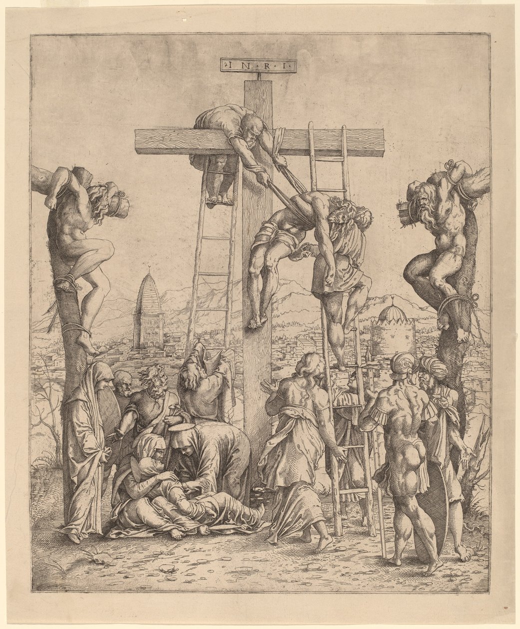 De Kruisafneming door Netherlandish 16th Century after Andrea Mantegna