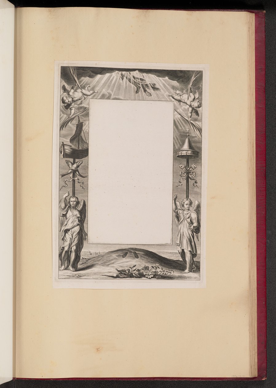 Randillustratie met de Hemelvaart van Christus, Sleutels en Vissen door Netherlandish 17th Century