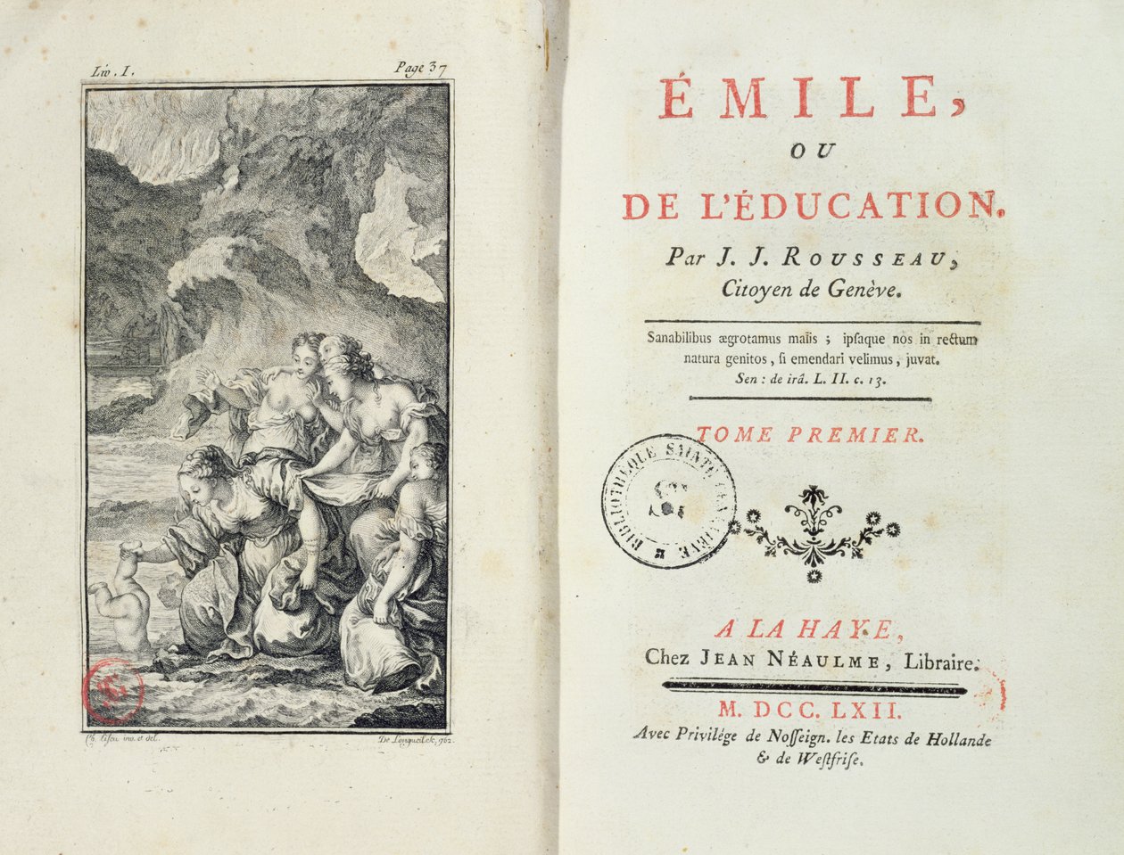 Frontispice voor Emile door Jean-Jacques Rousseau, 1762 door Netherlandish School