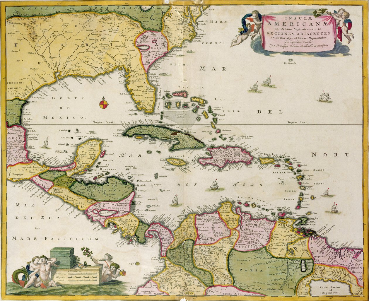 Kaart van Midden-Amerika door Netherlandish School