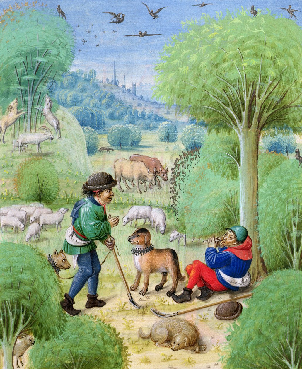 Pastorale scène, uit Eclogues van Vergilius, 1472-73 door Netherlandish School