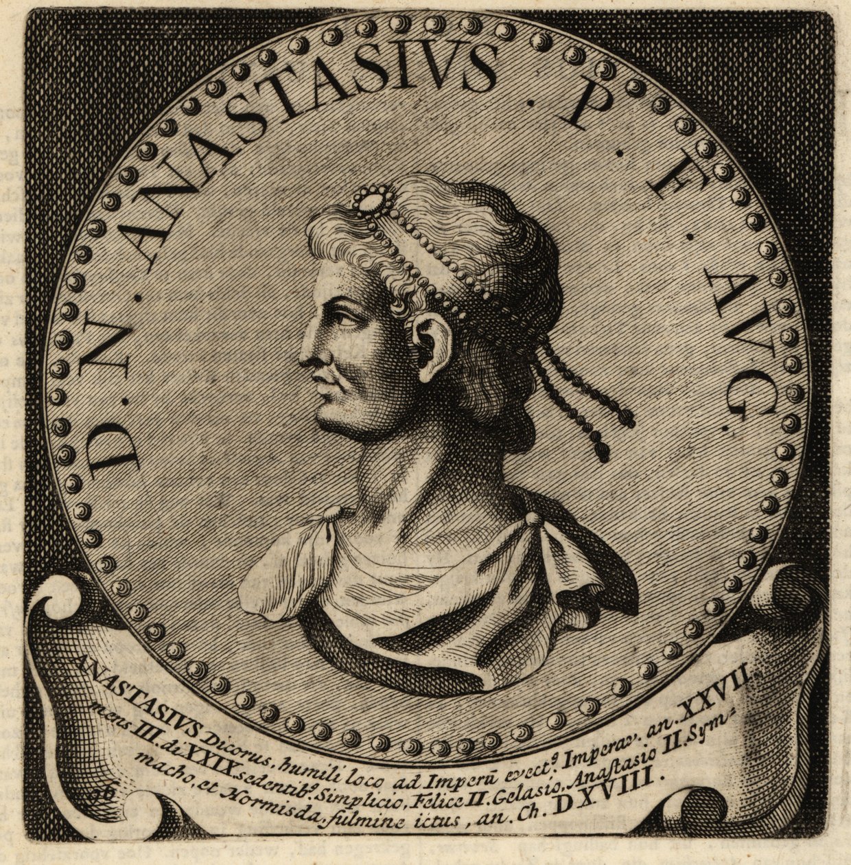 Portret van Romeinse keizer Anastasius I door Netherlandish School
