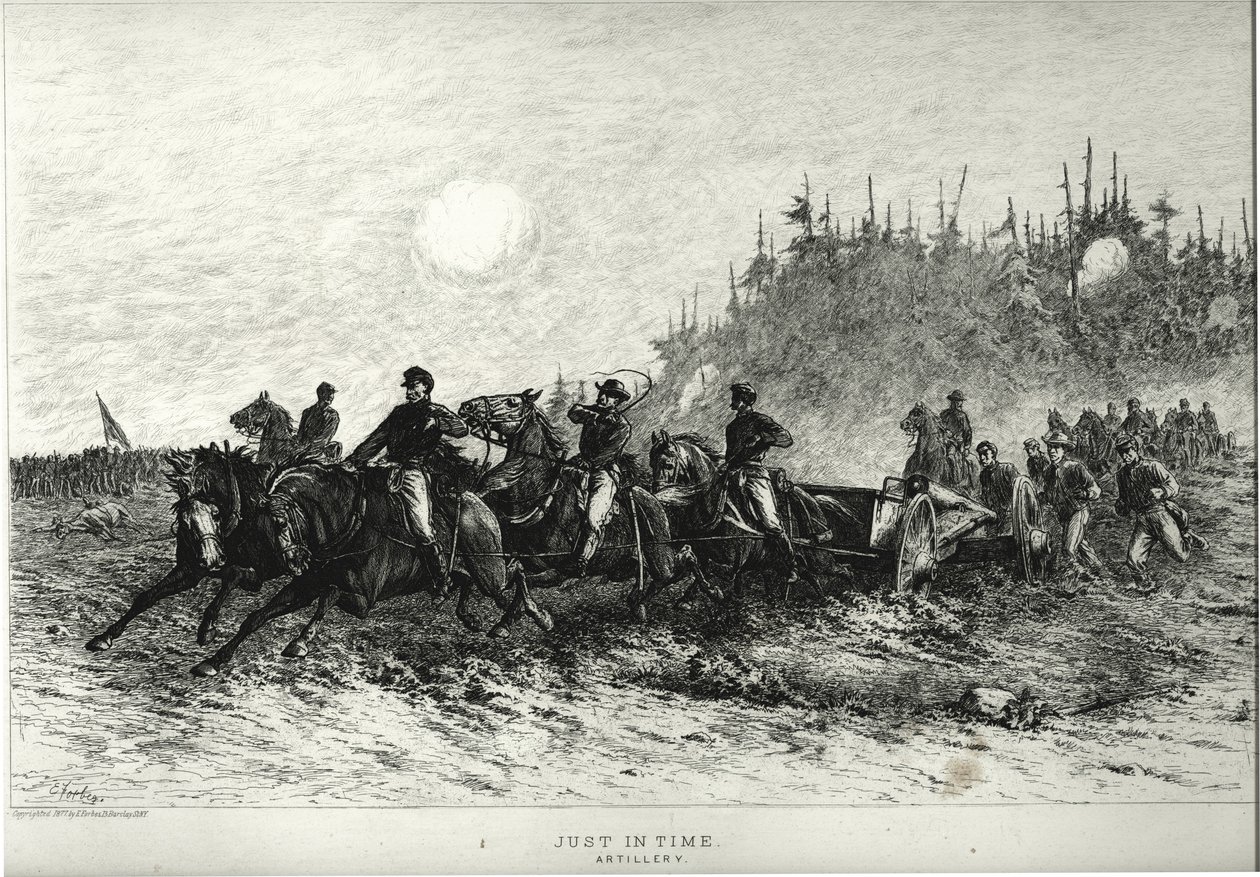 Net op tijd. Artillerie. door Edwin Austin Forbes